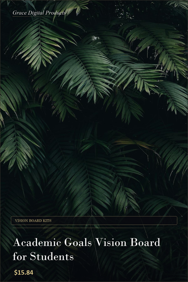 Academic Goals Vision Board for Students — Grace Digital Products | Instant Digital Download