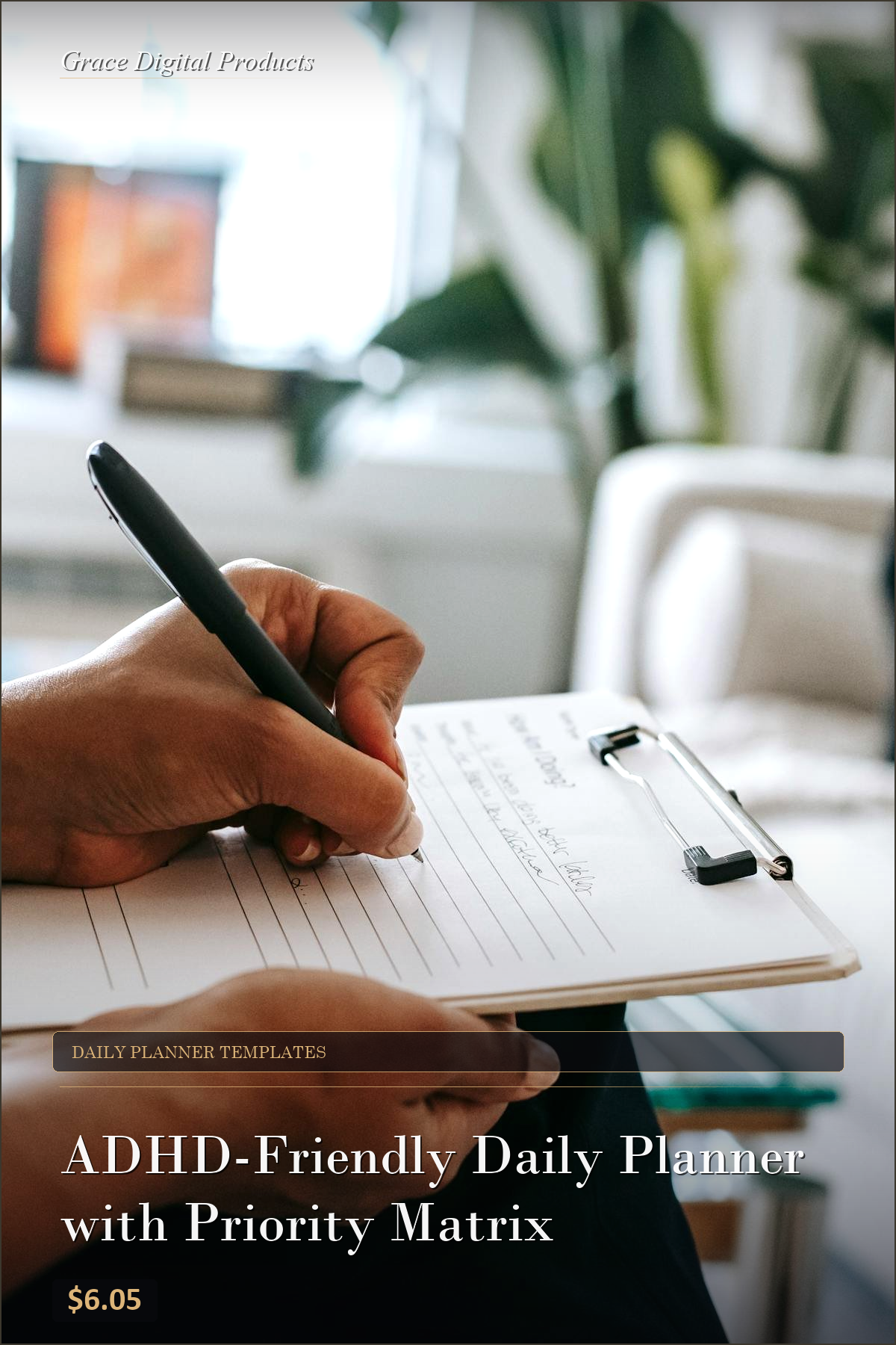 ADHD-Friendly Daily Planner with Priority Matrix — Grace Digital Products | Instant Digital Download