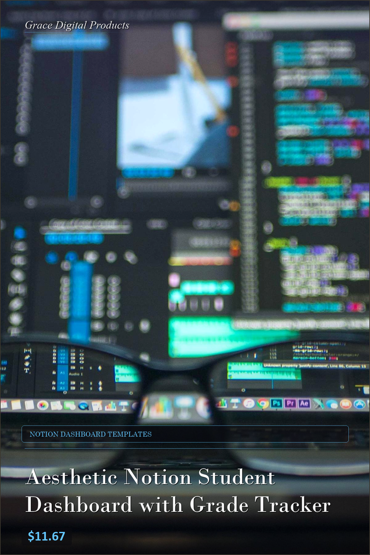 Aesthetic Notion Student Dashboard with Grade Tracker — Grace Digital Products | Instant Digital Download