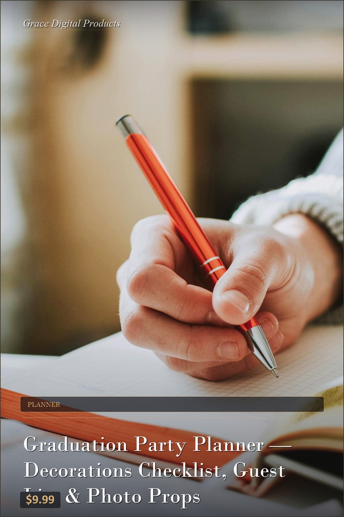 Graduation Party Planner — Decorations Checklist, Guest List & Photo Props — Grace Digital Products | Instant Digital Download