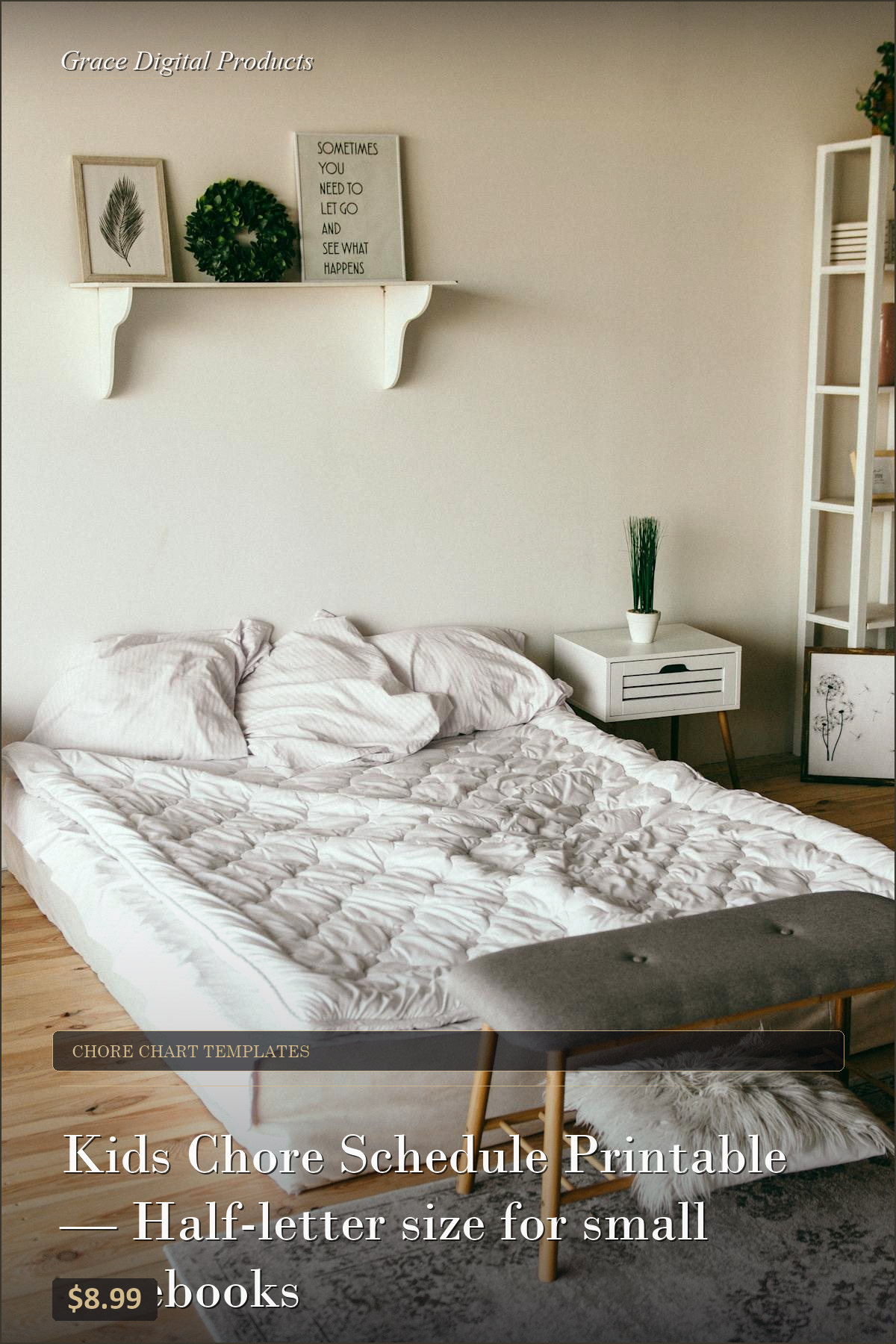 Kids Chore Schedule Printable — Half-letter size for small notebooks — Grace Digital Products | Instant Digital Download