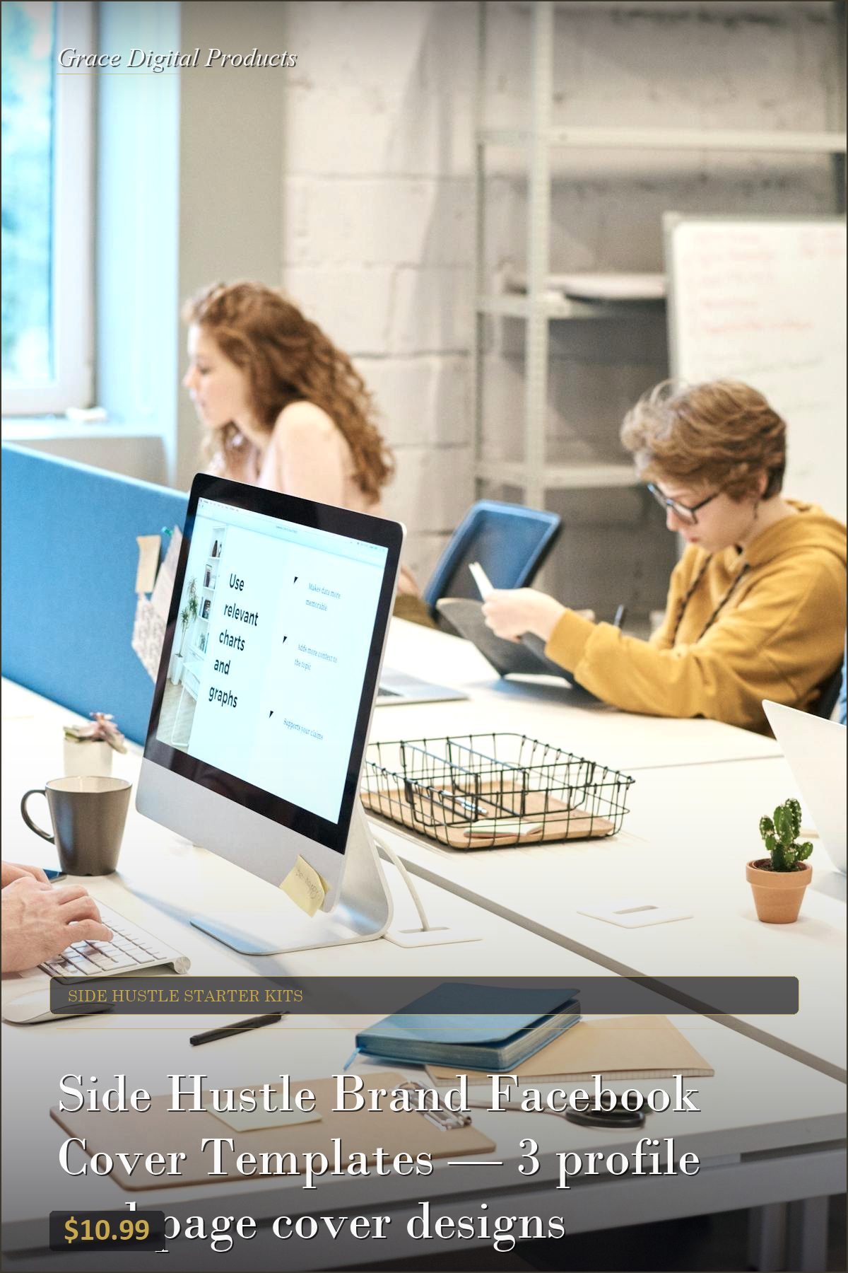 Side Hustle Brand Facebook Cover Templates — 3 profile and page cover designs — Grace Digital Products | Instant Digital Download